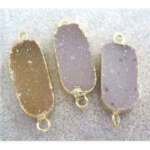Agate Druzy connector, natural color, oval, gold plated, approx 10-25mm [GMPDA3534]