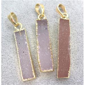 druzy agate pendant, rectangle, gold plated, approx 7-35mm [GMPDA3535]