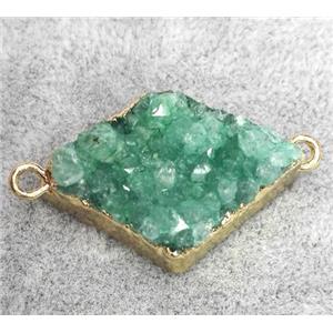 druzy quartz connecetor, rhombic, gold plated, approx 20-30mm [GMPDA3544]