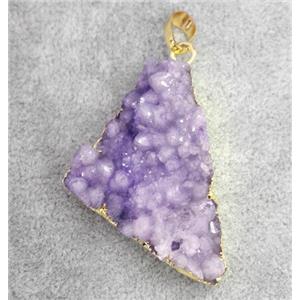 druzy quartz pendant, gold plated, approx 20-30mm [GMPDA3550]