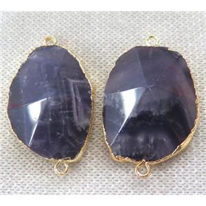 Amethyst connector, point, freeform, gold plated, approx 20-35mm [GMPDA3581]