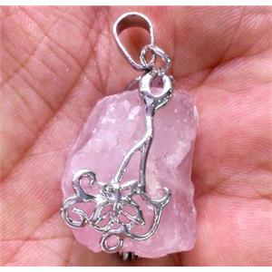 rose quartz pendant, freeform, approx 16-25mm [GMPDA3610]