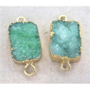 druzy quartz connector, rectangle, gold plated, approx 12x16mm [GMPDA3619]