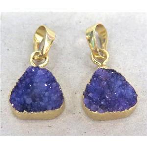 druzy quartz pendant, gold plated, approx 12x12mm [GMPDA3627]