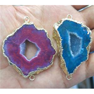 druzy agate connector, flat freeform, mix color, approx 15-30mm [GMPDA3705]