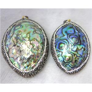 abalone shell pendant paved rhinestone, freeform, approx 30-80mm [GMPDA3706]