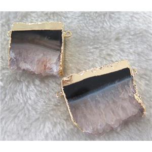 druzy agate slice connector, gold plated, approx 20-40mm [GMPDA3713]