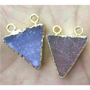 druzy agate triangle pendant, gold plated, approx 15-25mm [GMPDA3768]