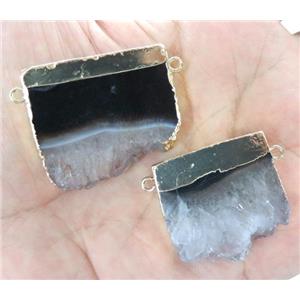 druzy agate slice pendant, gold plated, approx 20-40mm [GMPDA3771]