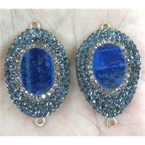 lapis lazuli connector paved rhinestone, mix shape, gold plated, approx 15-35mm [GMPDA3772]