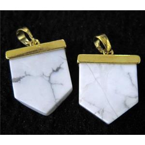 white turquoise howlite pendant, arrowhead, gold plated, approx 20-23mm [GMPDA3782]