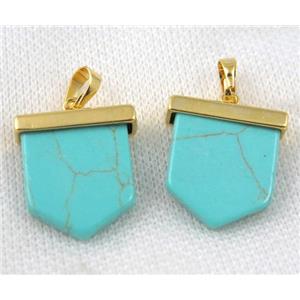 blue turquoise arrowhead pendant, gold plated, approx 20-23mm [GMPDA3784]