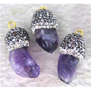 Amethyst pendant paved rhinestone, approx 8-18mm [GMPDA3797]