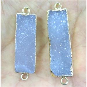 druzy agate rectangle connector in natural color, gold plated, approx 8-35mm [GMPDA3800]