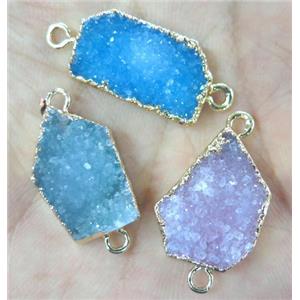 mix druzy agate connector, freeform, gold plated, approx 8-20mm [GMPDA3801]