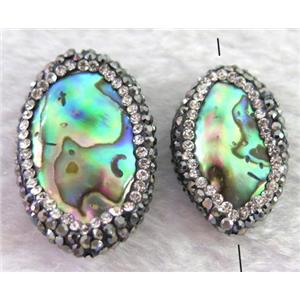 abalone shell bead paved rhinestone, freeform, approx 15-30mm [GMPDA3920]