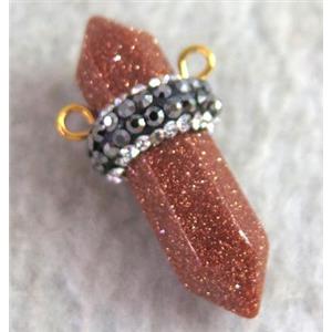 gold sand connector paved rhinestone, approx 8-32mm [GMPDA3933]