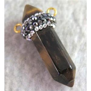 tiger eye stone connector paved rhinestone, approx 8-32mm [GMPDA3934]