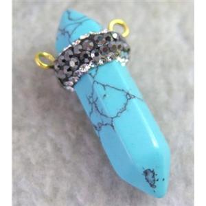 turquoise connector paved rhinestone, approx 8-32mm [GMPDA3935]