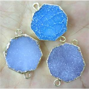 druzy agate connector, mix color, approx 14-18mm [GMPDA3983]