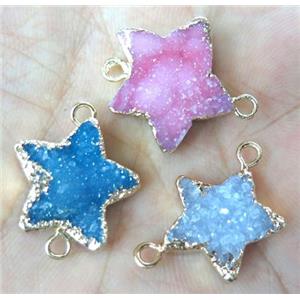 druzy agate connector, star, mix color, approx 12-18mm [GMPDA3984]
