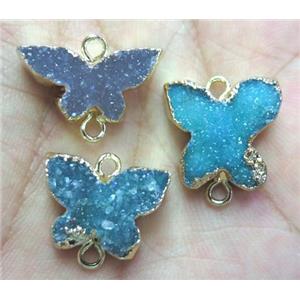 druzy agate connector, mix color, butterfly, gold plated, approx 10-16mm [GMPDA3987]