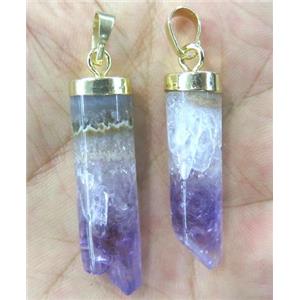 Amethyst pendant, column, purple, approx 12-35mm [GMPDA4036]