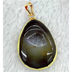 druzy agate pendant, freeform, approx 20-35mm [GMPDA4040]