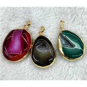 druzy agate pendant, freeform, approx 20-35mm [GMPDA4042]