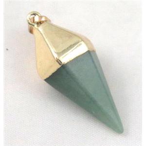 green aventurine bullet pendant, approx 12-38mm [GMPDA4055]