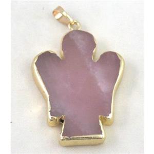 rose quartz pendant, angle, flat, approx 30-40mm [GMPDA4060]