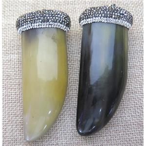 buffalo horn pendant pave rhinestone, mix, approx 30-80mm [GMPDA4080]