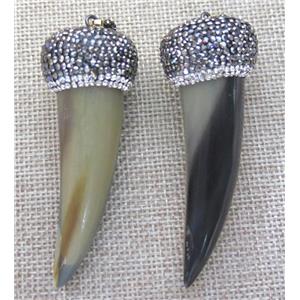 buffalo horn pendant pave rhinestone, mix, approx 15-70mm [GMPDA4081]