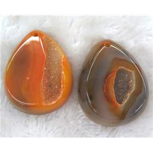 druzy agate pendant, teardrop, approx 30-45mm [GMPDA4087]