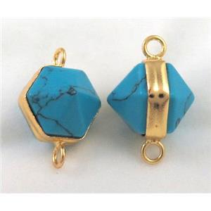 blue turquoise connector, gold plated, approx 12mm dia [GMPDA4145]