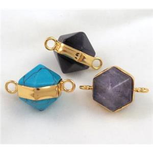 mix gemstone connector, gold plated, approx 12mm dia [GMPDA4147]