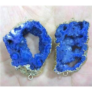 blue agate druzy connector, freeform, gold plated, approx 20-40mm [GMPDA4159]