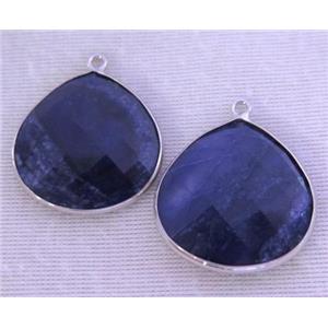 faceted jade teardrop pendant, blue dye, approx 24mm dia [GMPDA4204]