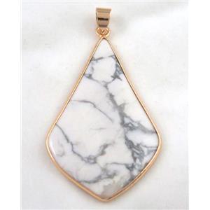 white turquoise pendant, colorfast, approx 30-50mm [GMPDA4260]
