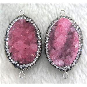 red Druzy Quartz connector paved rhinestone, freeform, approx 15-30mm [GMPDA4303]