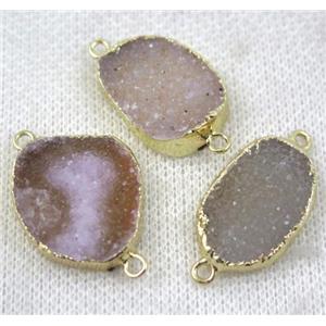 druzy agate connector, natural color, freeform, gold plated, approx 10-30mm [GMPDA4334]