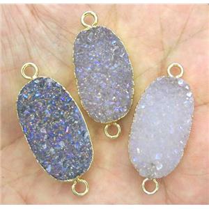 druzy agate connector, oval, AB color, gold plated, approx 16-30mm [GMPDA4373]