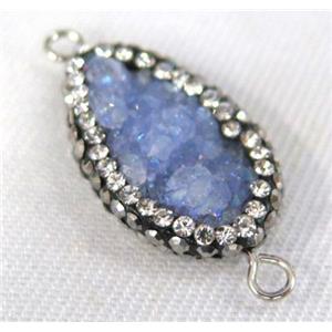 Druzy Quartz connector paved rhinestone, teardrop, lavender, approx 10-20mm [GMPDA4386]