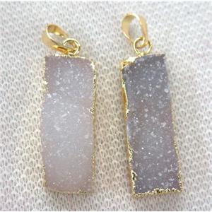 druzy agate pendant, rectangle, gold plated, approx 12-35mm [GMPDA4396]