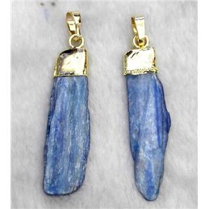 blue Kyanite pendant, freeform stick, gold plated, approx 10-40mm [GMPDA4421]