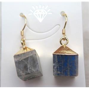 Labradorite earring, cube, gold plated, approx 10-15mm [GMPDA4448]