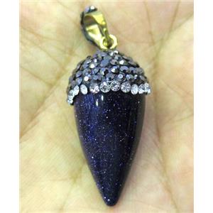 blue sandStone bullet pendant paved rhinestone, approx 15-30mm [GMPDA4496]