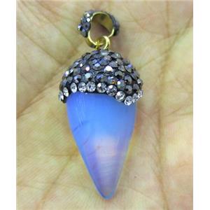 Opalite bullet pendant paved rhinestone, approx 15-30mm [GMPDA4499]