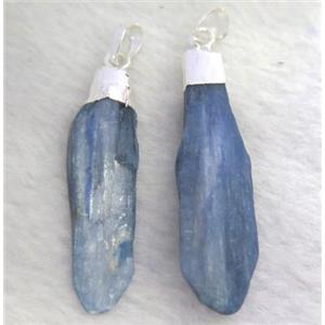 kyanite stick pendant, blue, silver plated, approx 10-35mm [GMPDA4560]