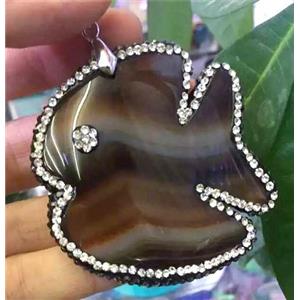 Agate slice pendant paved rhinestone, approx 25-45mm [GMPDA4565]